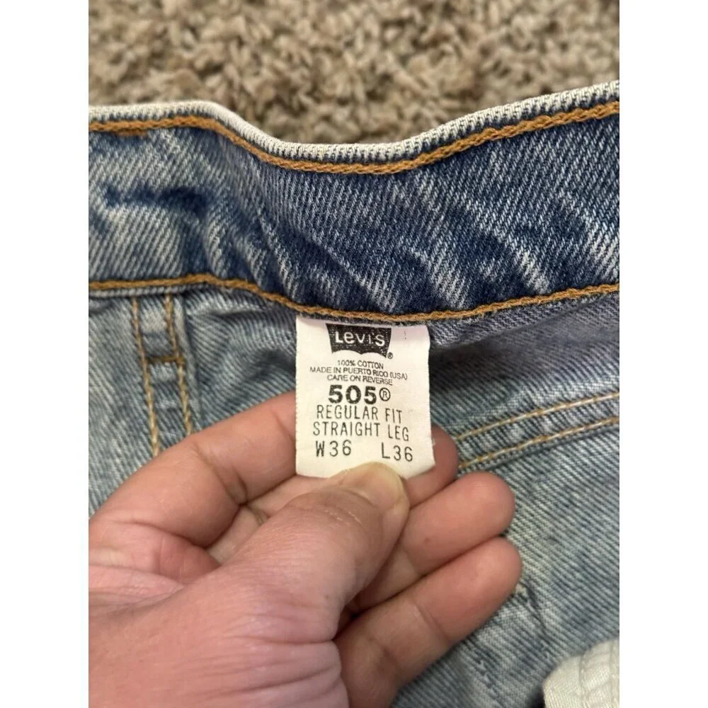 VINTAGE LEVIS Jeans Mens 36x36 Blue 505 Straight Red Tab Med Wash 90’s READ